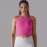 Seamless Knitting Solid Color Yoga Breathable Tank Vest Running Fitness Yoga Clothing For Women