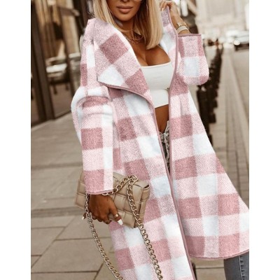 Women Plaid Maxi Jacket