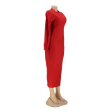 Women long sleeve zipper dress