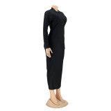 Women long sleeve zipper dress