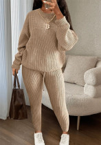 Women Casual Knitting Top and Pant two-piece set