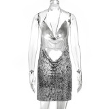 Women metallic sequin dress