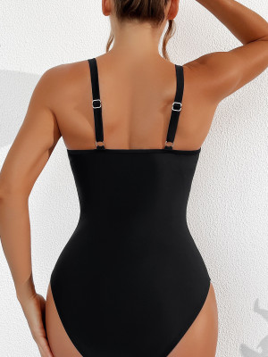Women Solid mesh Backless Sexy One-piece Swimwear
