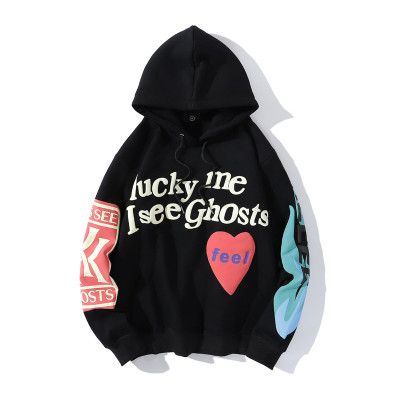 Women Graffiti Letter Printed Velvet Hoodies