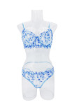 Women Autumn French Flower Embroidery See-Through Sexy Lingerie