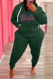 Plus Size Women Beaded Casual Sports Hoodies and Pant Two-piece Set