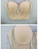 Women Rhinestone Tassel Chain Strap Bra Tank Crop Top