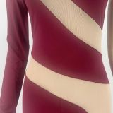 Women's Sexy See-Through Mesh Patchwork Tight Fitting Jumpsuit For Women