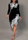 Fall/Winter Fashion Round Neck Cap Sleeve Floral Print Asymmetric Dress