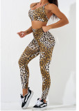 Sexy Leopard Print Yoga Suit Sports Fitness Pilates Bra Tight Fitting Butt Lift Pants Two-Piece Set