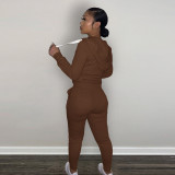 Women's Plush Hoodies Sports Casual Two-Piece Tracksuit