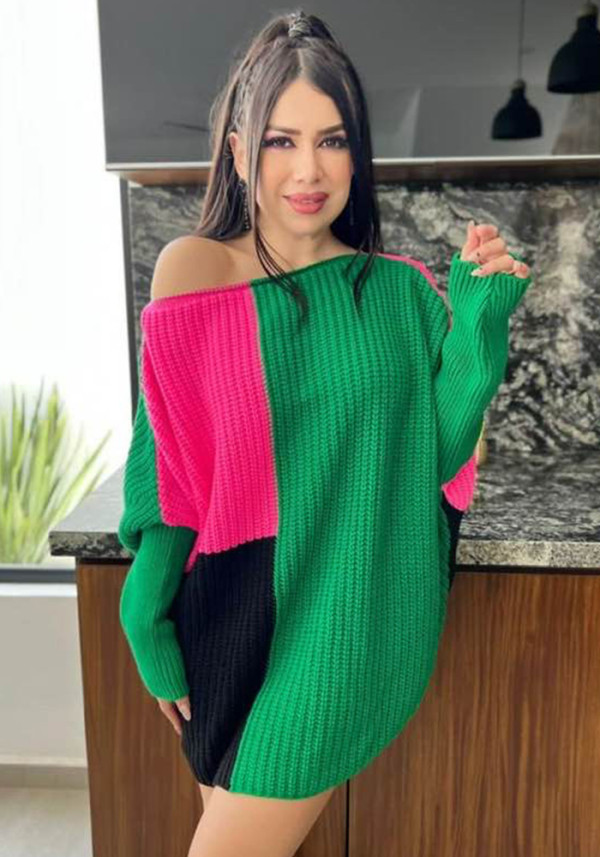 Women's Clothing Autumn And Winter Women's Loose Round Neck Casual Knitting Sweater Dress