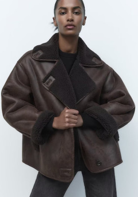 Winter Women's Street Fashion Brown Loose Fur Jacket