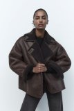 Winter Women's Street Fashion Brown Loose Fur Jacket