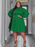 Solid Color Belted Fashion Tight Fitting Plus Size Women's Dress