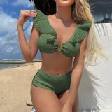 Women High Waist Ruffle Swimwear Two Pieces