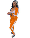 Women 's Fashion Letter Embroidered Zip Sport Two Piece Pants Set