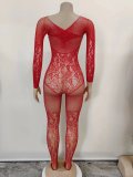 Beaded Sexy Lingerie Sparkling Rhinestone Bodysuit Set