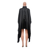 Women 's Autumn Pleated Long Solid Color Shawl Shirt