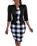 Plus Size Checkered Print Fashion Dress For Women