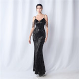 Beading Wedding Party Gown Beaded Suspender Evening Dress