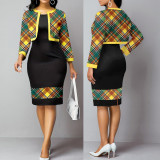 Plus Size Women Sexy Dress and Jacket Two-piece Set