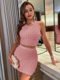 Women summer sexy Round Neck vest and Bodycon Skirt two-piece set