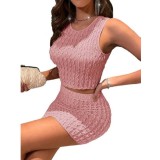 Women summer sexy Round Neck vest and Bodycon Skirt two-piece set