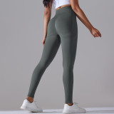 Seamless knitting solid color high waist yoga pants sports running fitness tight fitting leggings