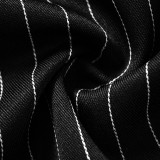 Women Casual Striped Long Sleeve Turndown Collar Crop Knot Shirt Top