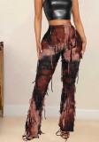 Women Style Tie Dye Tassel Casual Pants