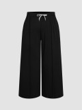Plus Size Women's Autumn And Winter Elastic Waist Casual Versatile Drawstring High Waist Straight Pants