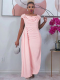 African Women's Plus Size Solid Color Long Dress