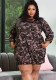 Plus Size Women's Camo Print Casual Fashion Round Neck Pockets Dress