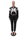 Women's Fashion Casual Contrast Color Hoodies Leggings Two-Piece Set