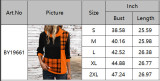 Women Turtle Collar Plaid Print Double Collar Casual Long Sleeve Top