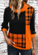 Women Turtle Collar Plaid Print Double Collar Casual Long Sleeve Top