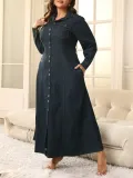Plus Size Winter Women Long Sleeve Bottom Dress