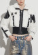 American Style Autumn Turndown Collar Multi-Wear Design Lamb Wool Pu Leather Patchwork Women's Jacket