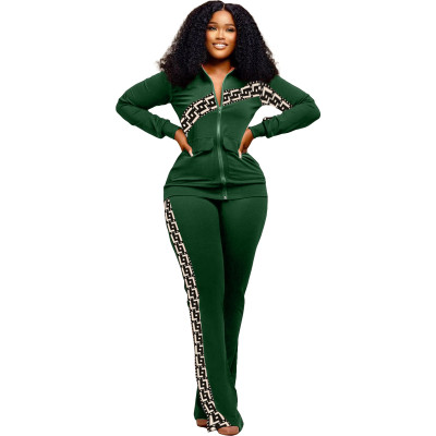 Women's Sports Casual Fashion Two Piece Pocket Tracksuit