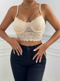 Women Summer Basic Sexy Lace See-Through Crop Backless Top