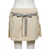 Women Solid Cargo Pocket Bodycon Skirt