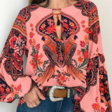 Women Style Women Printed Round Neck Balloon Sleeve Shirt