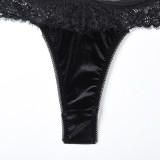 Velvet Lace Patchwork Lingerie Sexy Crossover Halter Neck Underwear Set