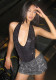 Autumn Sexy Tops Fashion Style Chic Slim Fit Sequin Halter Neck Bodysuit Women's Clothing