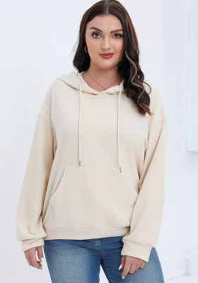 Plus Size Autumn and Winter Long Sleeve Solid Loose Fleece Hoodies