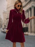 Women Fall/Winter Velvet Long Sleeve Dress