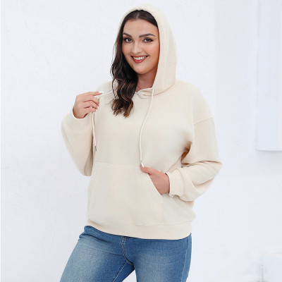 Plus Size Autumn and Winter Long Sleeve Solid Loose Fleece Hoodies