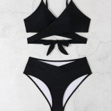 Women Sexy Solid Two Pieces Bikini Swimwear