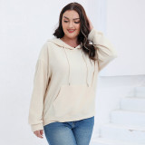 Plus Size Autumn and Winter Long Sleeve Solid Loose Fleece Hoodies